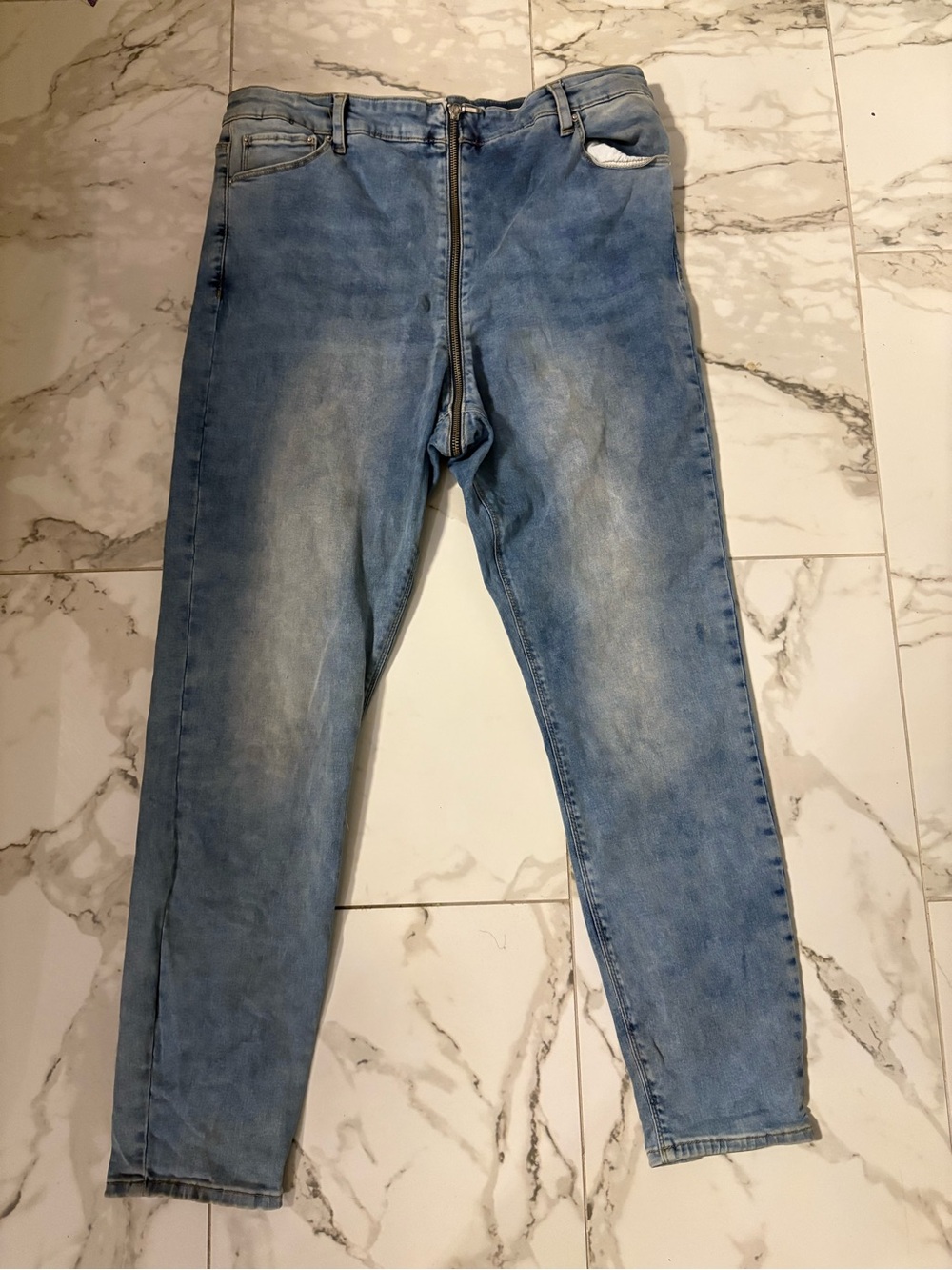 ASOS Light Blue Skinny Jeans with Front Zip
